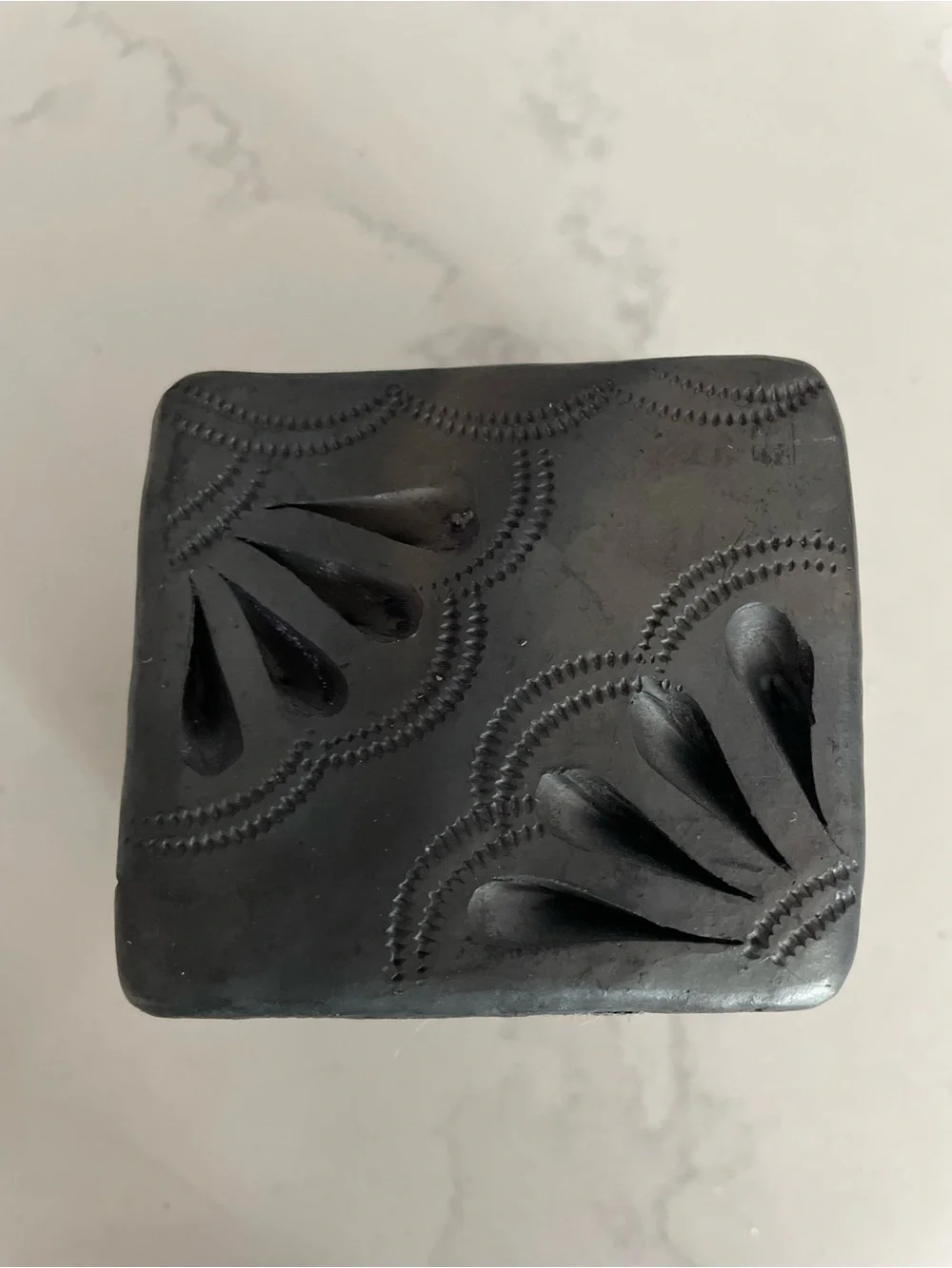 Vintage Mexican Black Clay Incense Holder Small Handmade Pottery Vessel